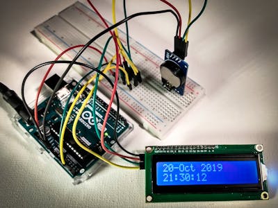Show Time and Date-RTC DS3231 on I2C LCD using Visuino