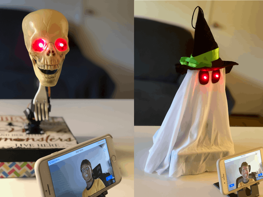 Face Tracking and Smile Detecting Halloween Robots