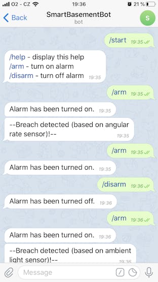 Remote control + alarm notifications via Telegram
