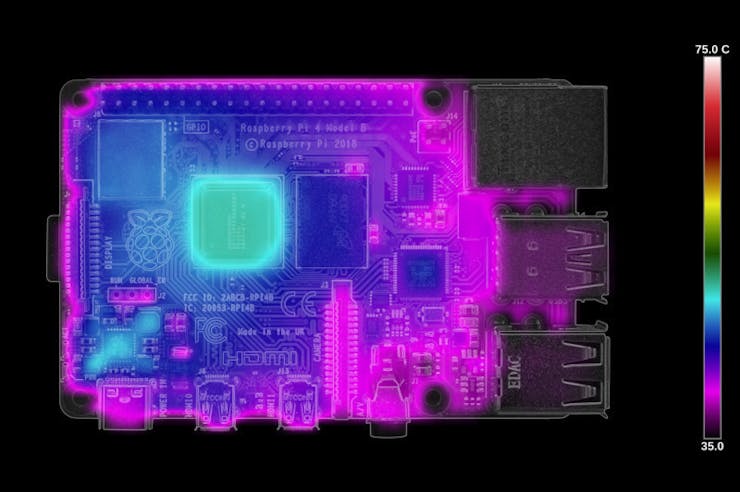 Raspberry Pi 4B VLI firmware - idle. (📷: Gareth Halfacree)