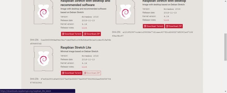 Download Raspbian Stretch Lite
