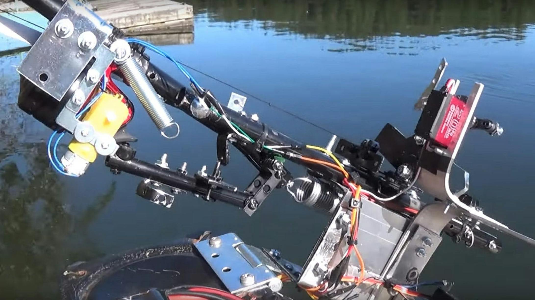 Robotic Fishing Pole Casts and Reels Automatically 