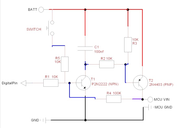Circuit Diagram for Connecting the Latching Transistor Circuit