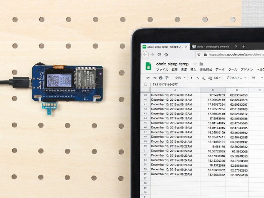 Recording temperature with obniz Board 1Y