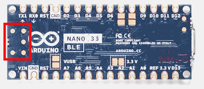 Location of the solder pads on the Nano 33 BLE (and IoT) board