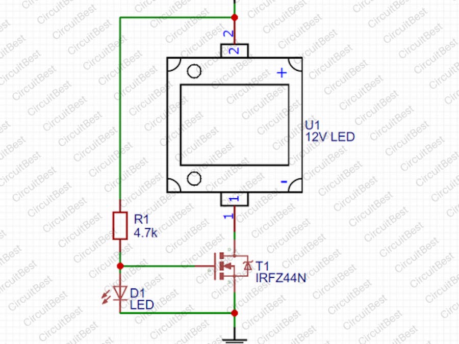 Simple LED Flasher Circuit with IRFZ44N MOSFET