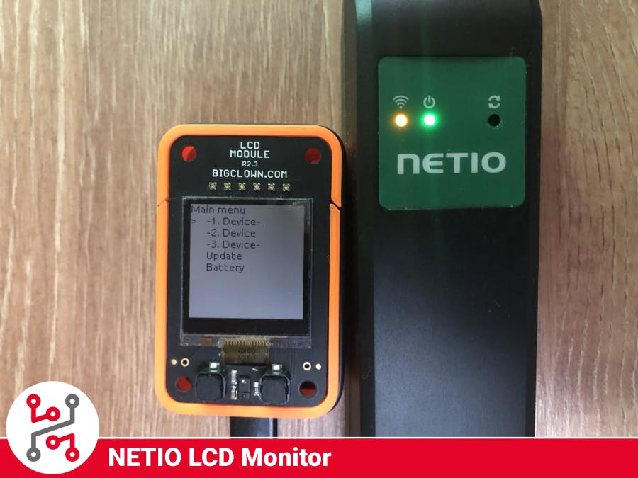 HARDWARIO IoT Kit LCD monitor of NETIO sockets