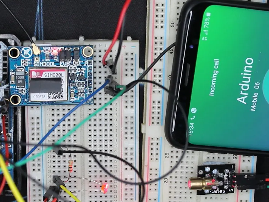 SIM800L - LASER Tripwire GSM Alarm with Phone Number Dialing - Hackster.io