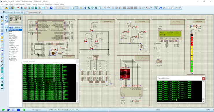 Proteus simulation with running serial consoles