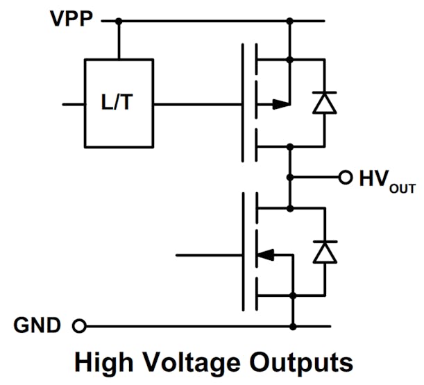 HV5812 high-voltage output configuration.