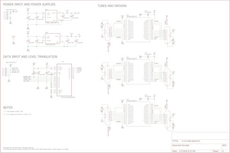Schematic of the tube / driver board.