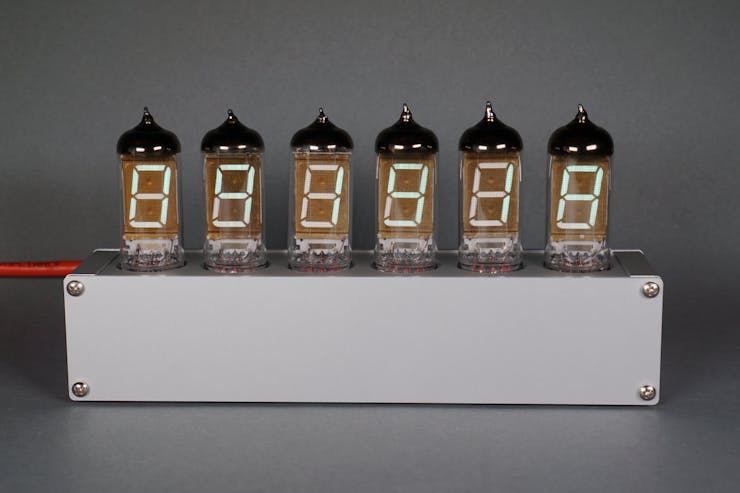 Finished and assembled clock. Front view.