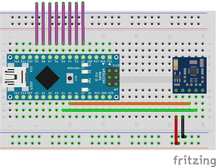 Figure 5 - Electronic Schematic of the Arduino and Sensor HMC5883L.