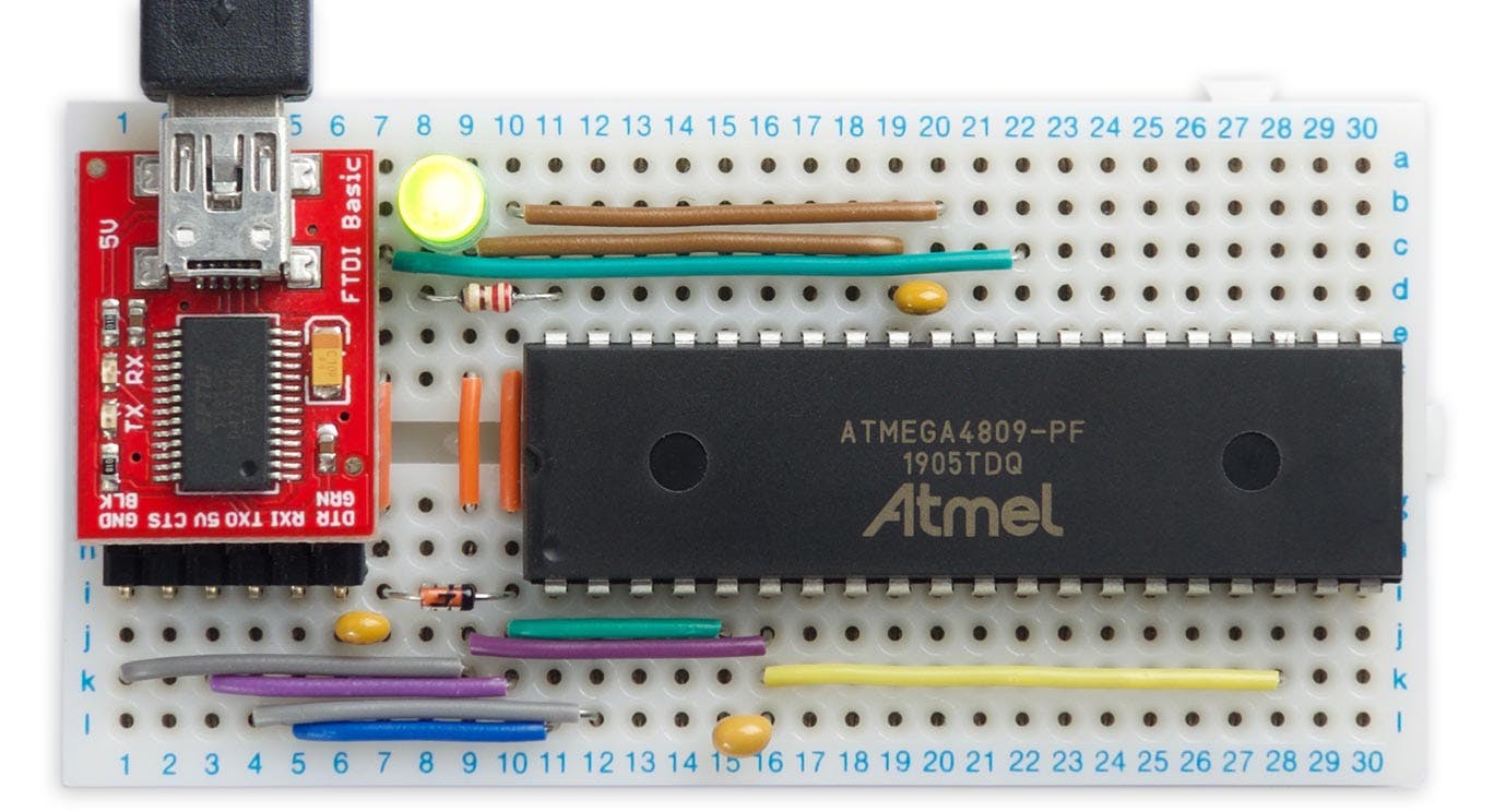 An ATmega4809 Breadboard Arduino 