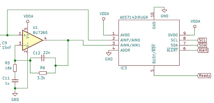 amplified analog signal + ADS7142 ADC