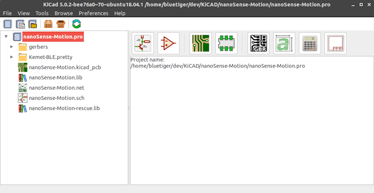nanoSense-Motion project in KiCad EDA