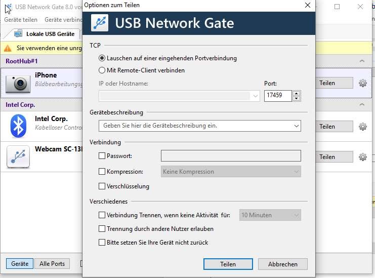 usb network gate host name