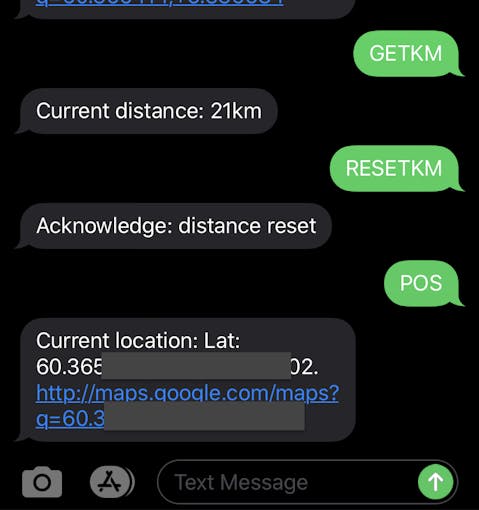 Test of SMS commands and replies