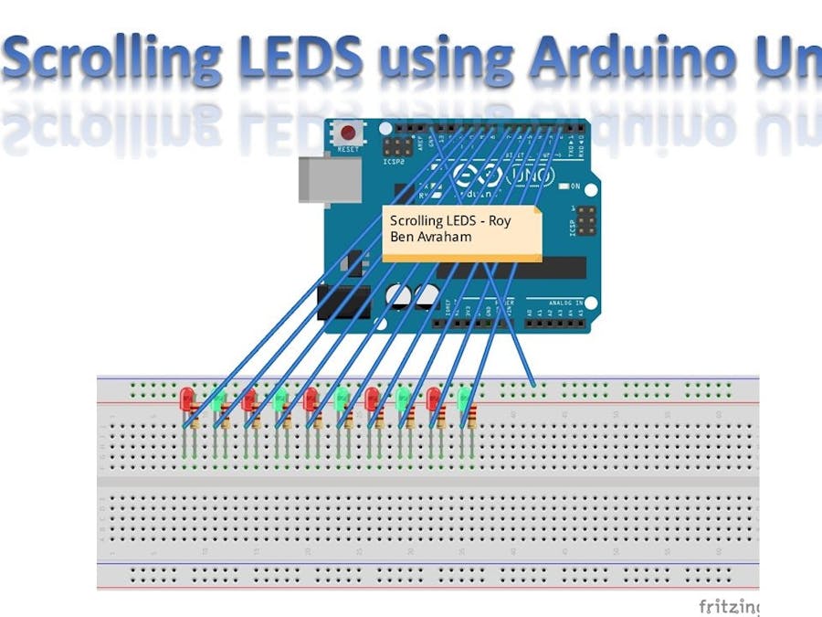 Scrolling LEDS (Chasing LEDS) using Arduino Uno