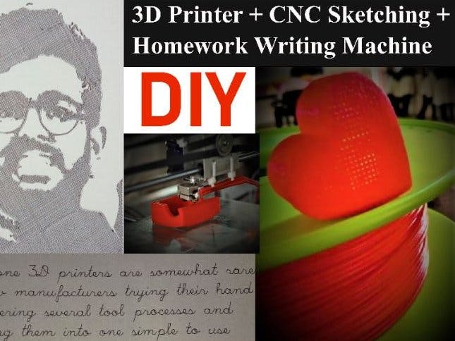 3D Printer+CNC Sketcher+Homework Writer+Sticker Cutter Combo