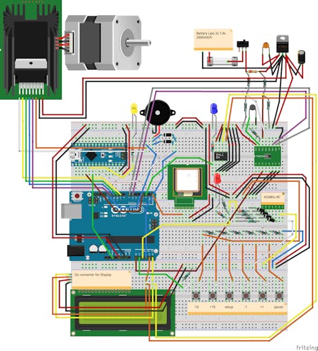 Fritzing schematic diagram with all components.