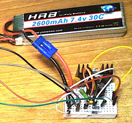 Battery and power circuit proto board.