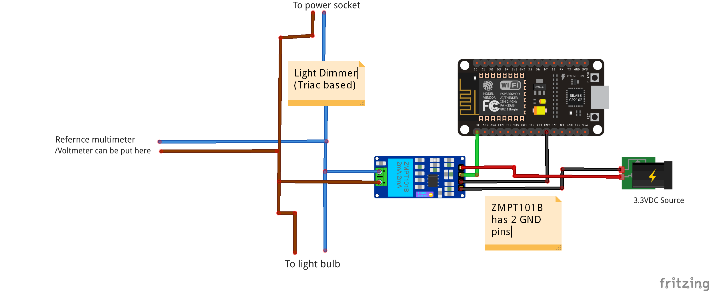 Measure AC voltage with ZMPT101B and ESP8266 12E Hackster.io
