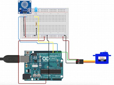 LED, touch sensor and servo motor