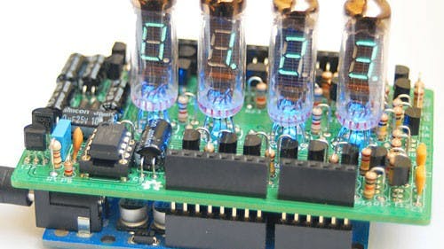 VFD Tube Shield for Arduino Uno Displays Data with a Vintage Style 