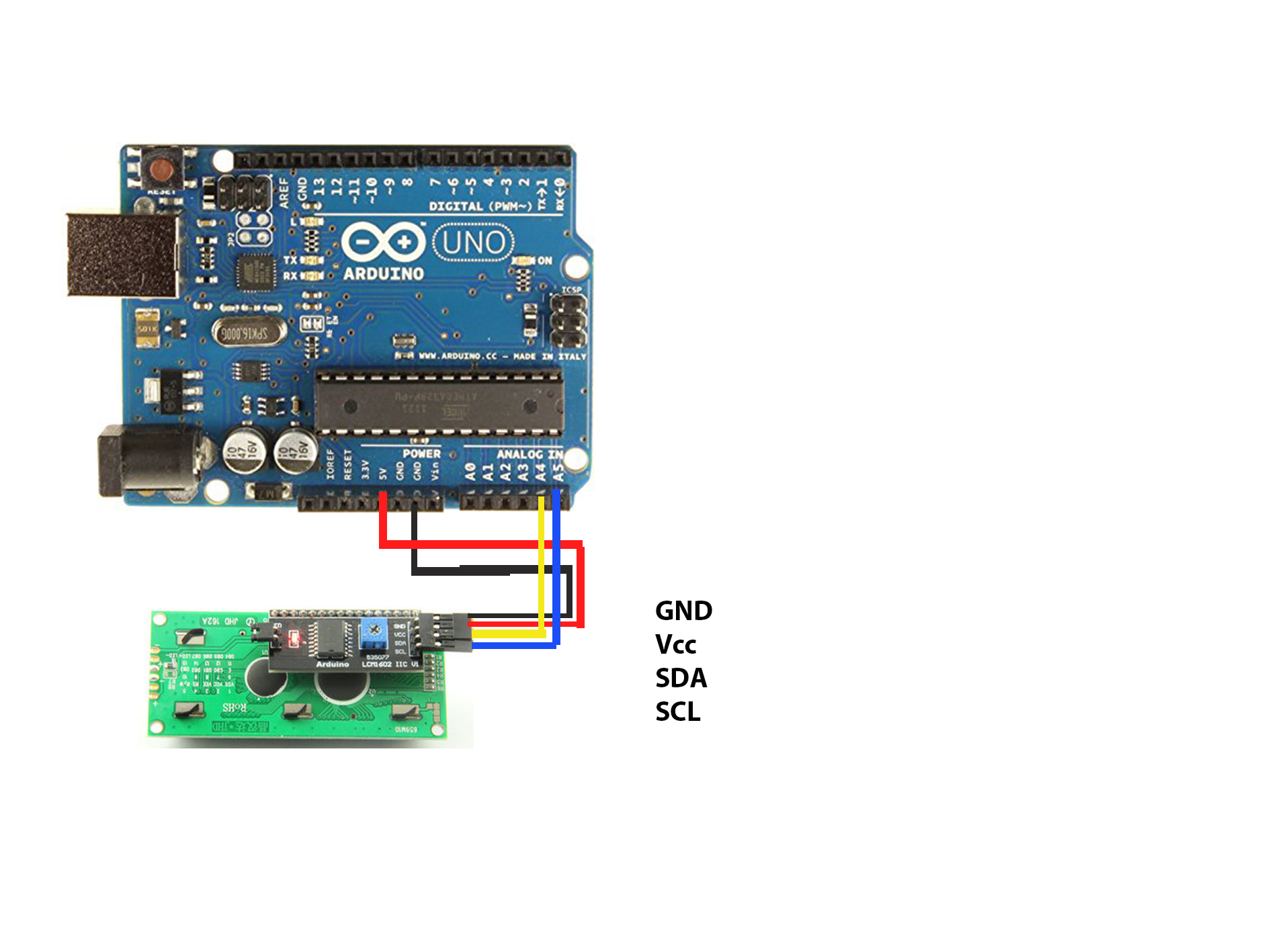 I2C LCD Arduino Connection