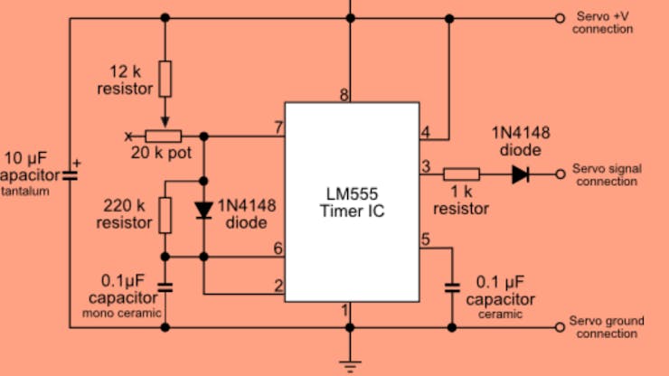 555 RC Servo Tester Circuit