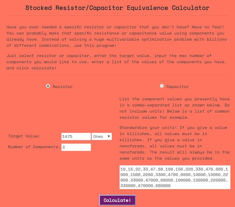 Achieving Any Resistance/Capacitance With On Hand Components