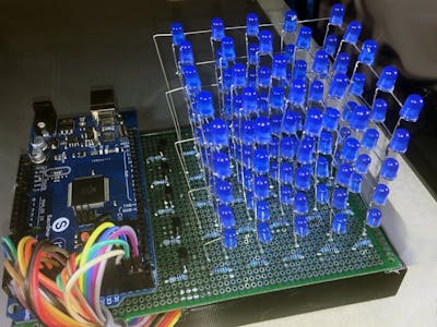 SD 8x8x8 Blue LED Cube Assembled Arduino Mega Free S/H DS18B20 RTC 