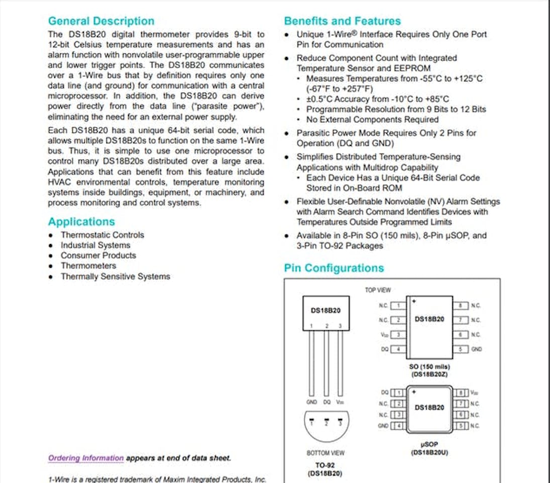 DS18B20 TO-92 Digital Temperature Sensor