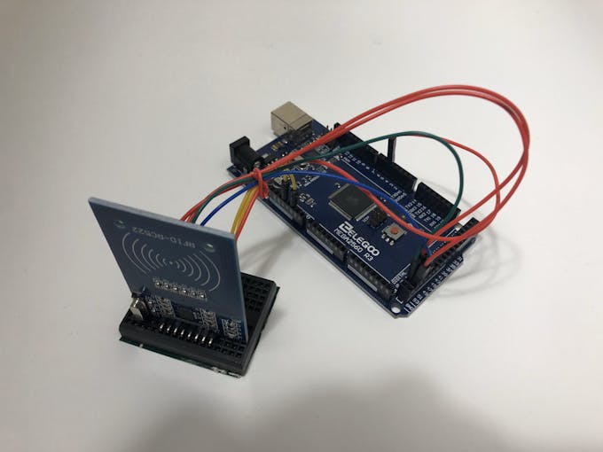 NFC scanner utilizing an Arduino Mega 2560 and RC522 to scan mobile phones into public places