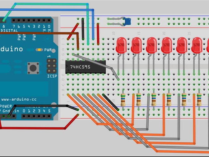 Arduino Workshop-Shift Register 8-Bit Binary Counter