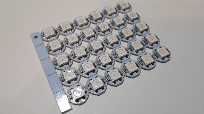WS2812B LED PCBs used (frontview, before separation into single LED PCBs)