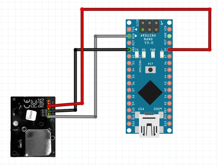 Connection of SDS018 sensor to Arduino Nano
