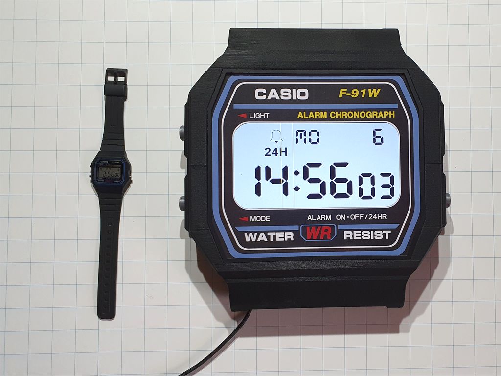 Super Sized Casio F 91W Watch Hackster.io