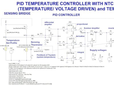 Simulation of analog PID temperature control with thermistor