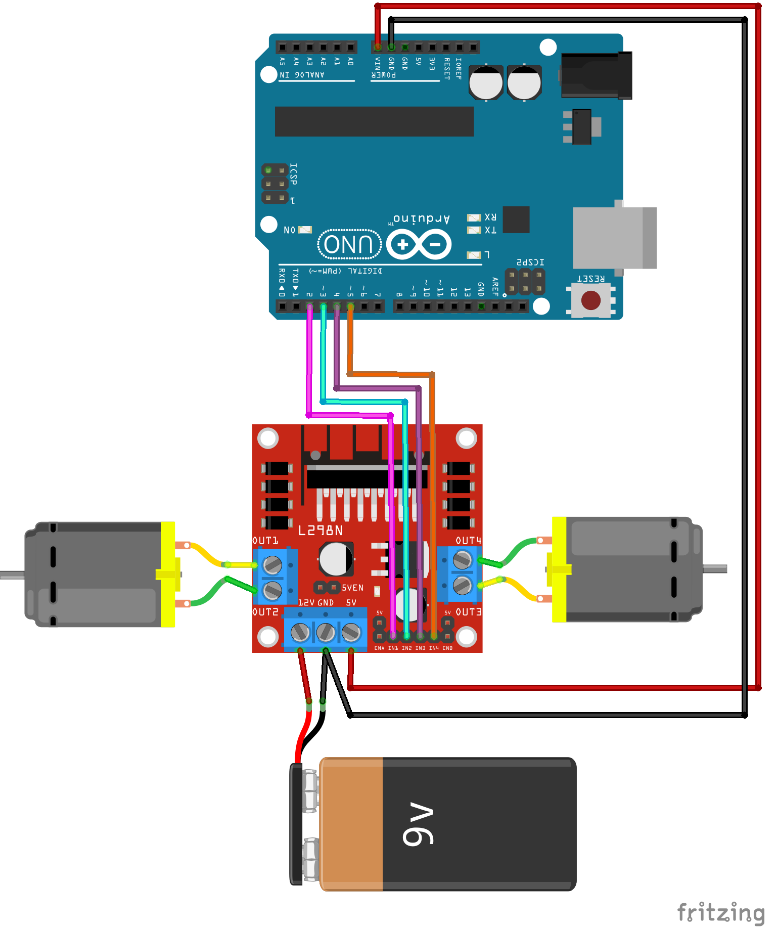 l298n motor driver with hoverboard wheels
