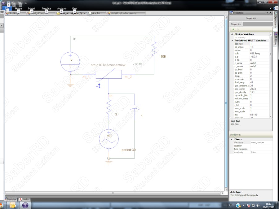 SABER RD version of a dynamic Vishay NTC thermistor