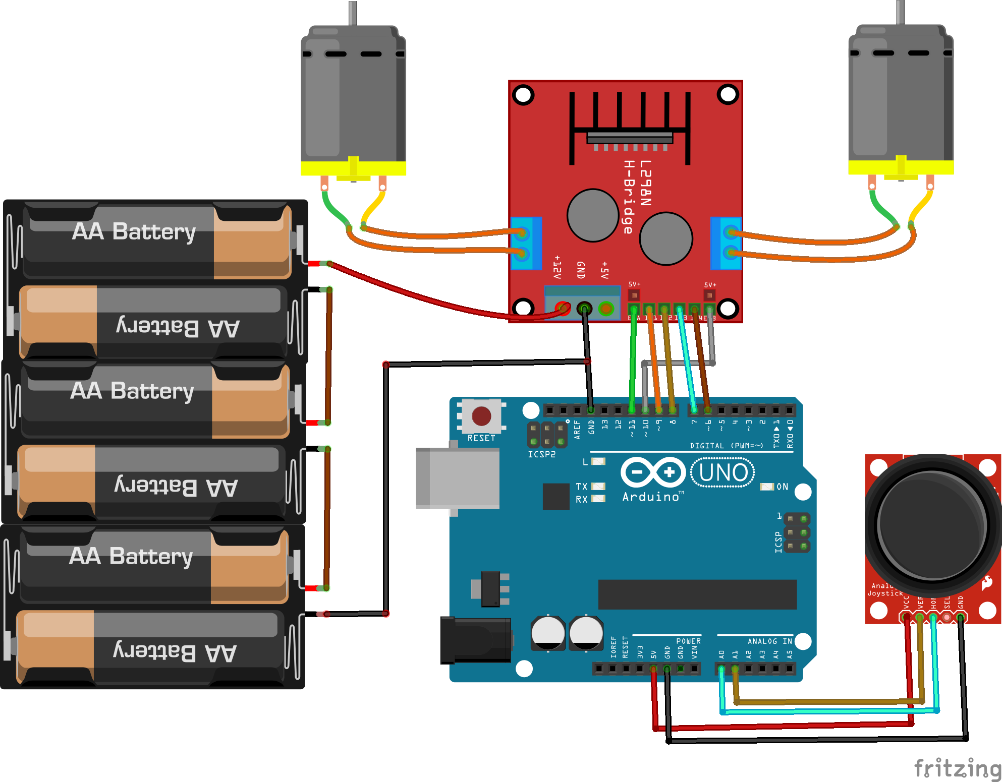 two dc motors arduino code