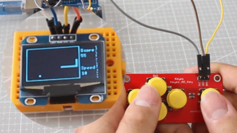 how to create snack game with arduino simulator