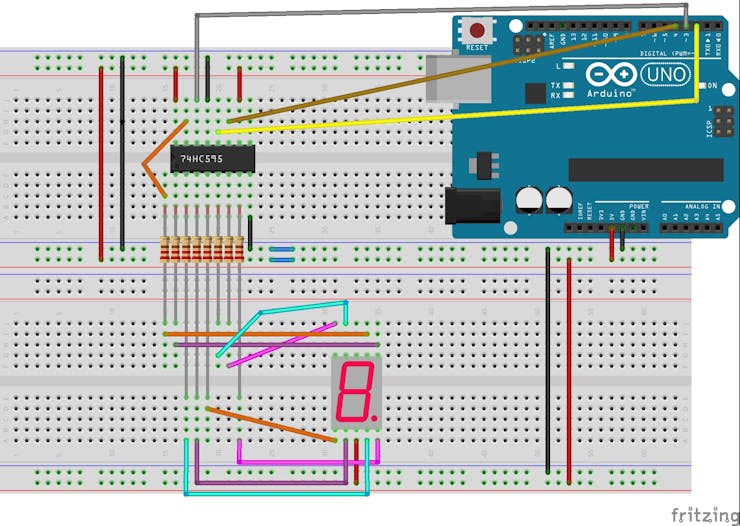 Instructions | Seven Segment Display with Arduino and 74HC595 | Hackaday.io