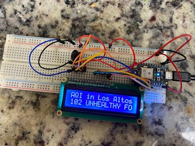 PurpleAir air quality LCD monitor on Particle Photon