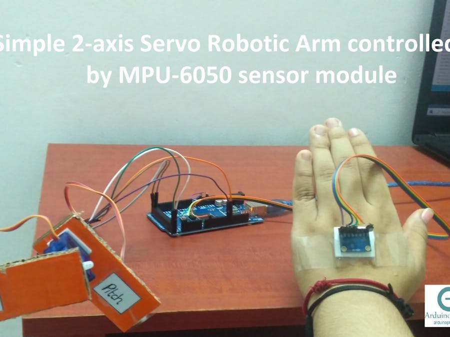 Simple 2-axis Servo Robotic Arm controlled by MPU-6050