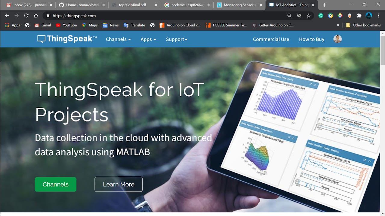 IoT based Weather Station using ThingSpeak IoT Analytics 