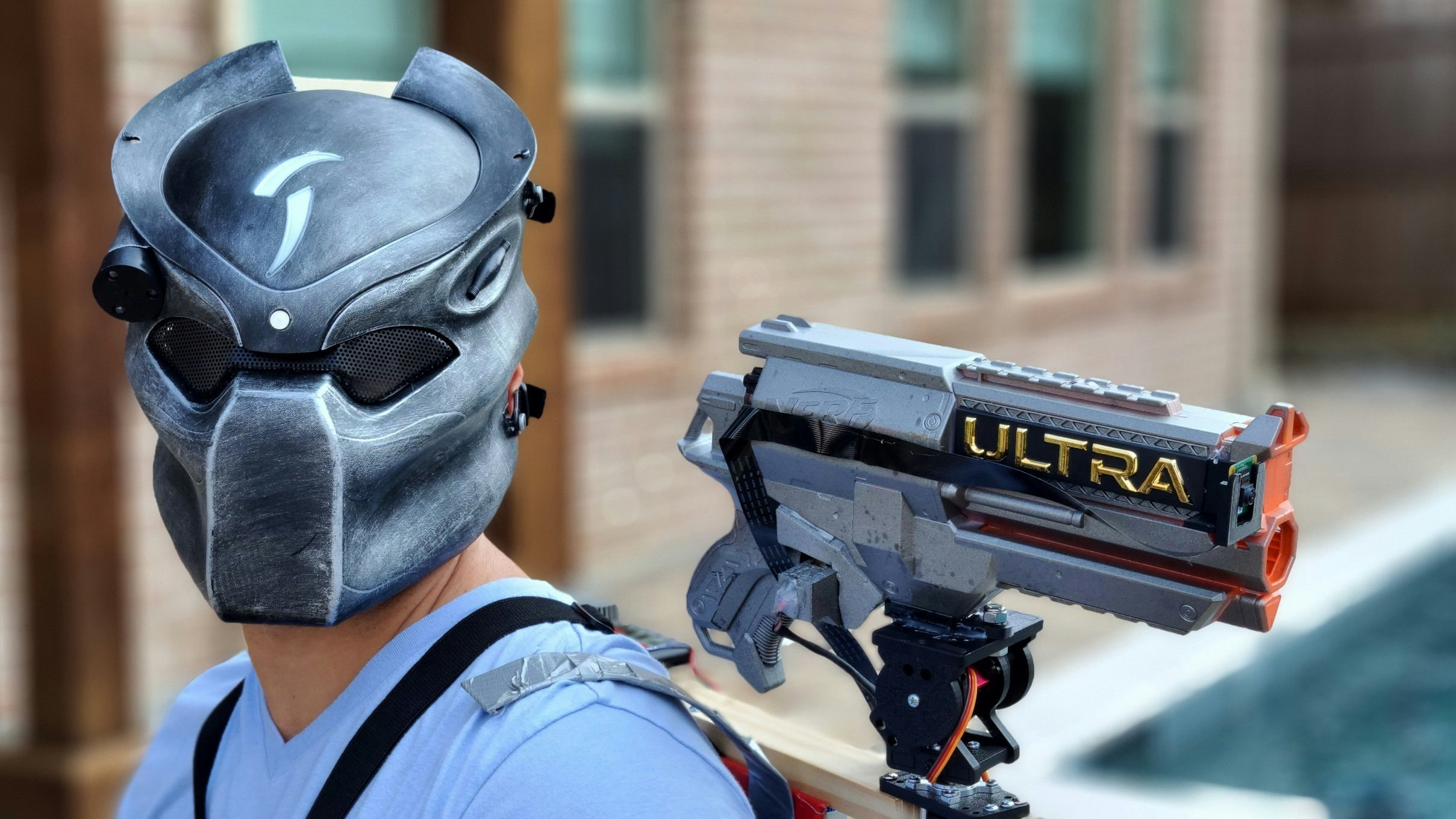 This Predator-Style, Shoulder-Mounted Nerf Blaster Uses a