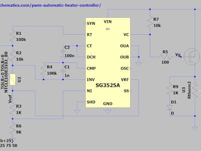 LTspice simulation of PWM heating with thermistor